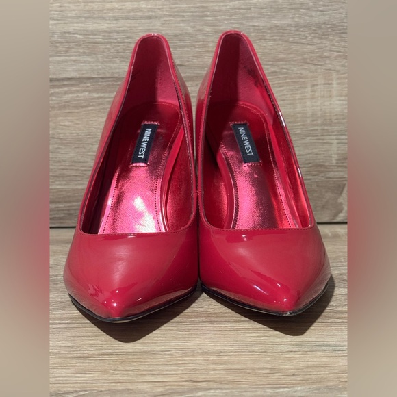 Flared heel pumps Women’s size 8 Nine West trendz hot Barbie pink heels patent - Picture 7 of 8